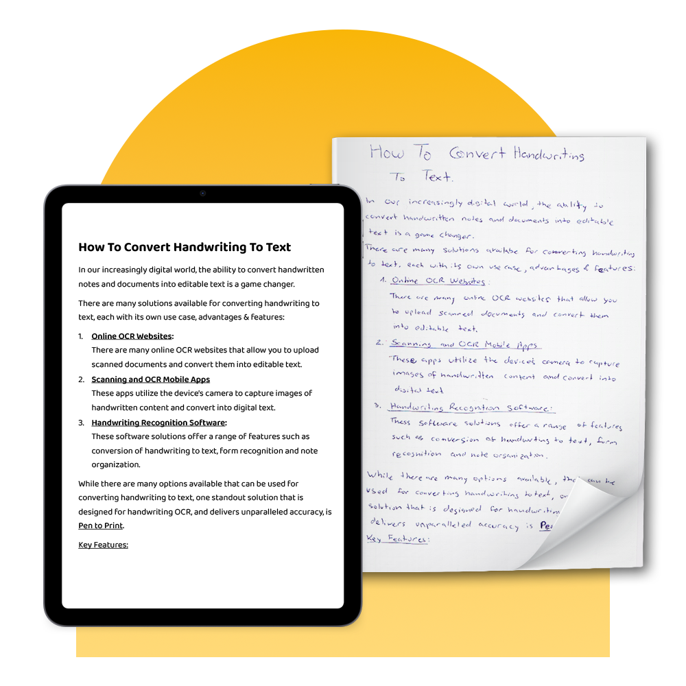 Écriture manuscrite en texte OCR en ligne Convertisseur d