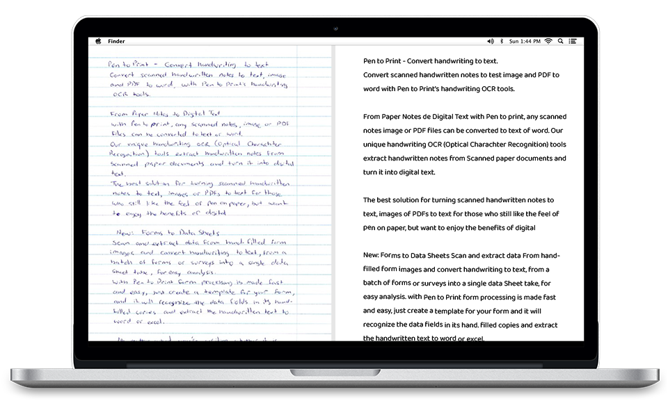 Convert handwriting to text