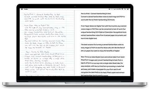 Convert handwriting to text