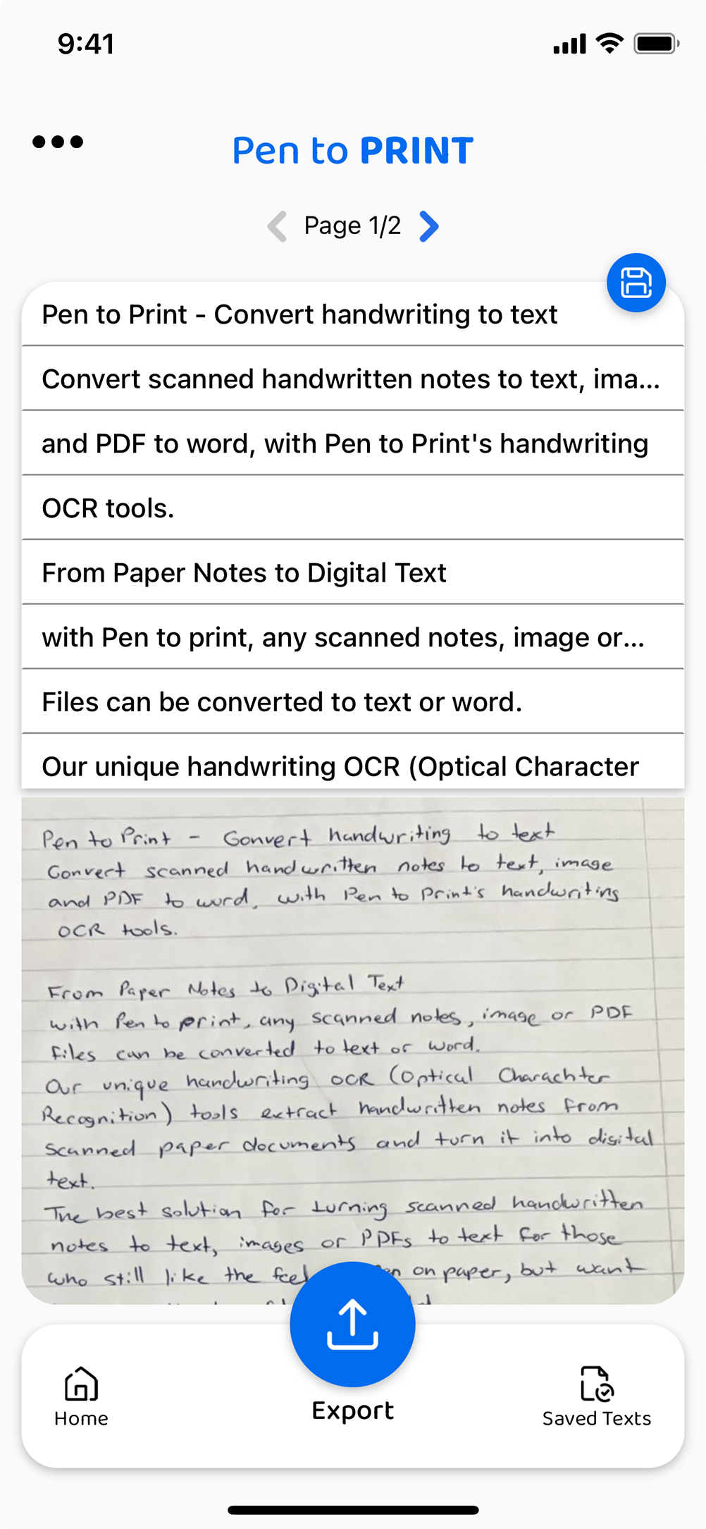 Pen to Print mobile app — Searchable PDF Maker