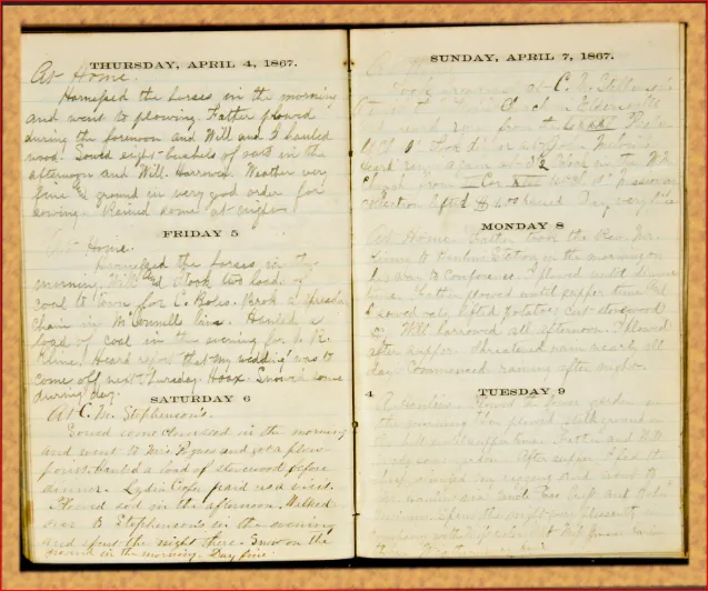 April 1867 — some entries have faded to near-invisibility.