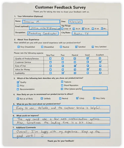 Scanned hand-filled form — input